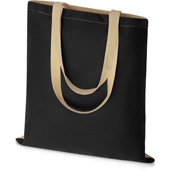 Сумка для шопинга Twin двухцветная из хлопка, 180 г/м2, черный/натуальный