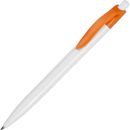 Ручка шариковая автоматическая "Какаду" белый/оранжевый