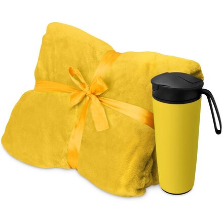 Набор подарочный "Dreamy hygge": плед и кружка термическая, желтый