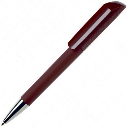 Ручка шариковая автоматическая "Flow T-GOM C CR" софт-тач, бордовый/серебристый