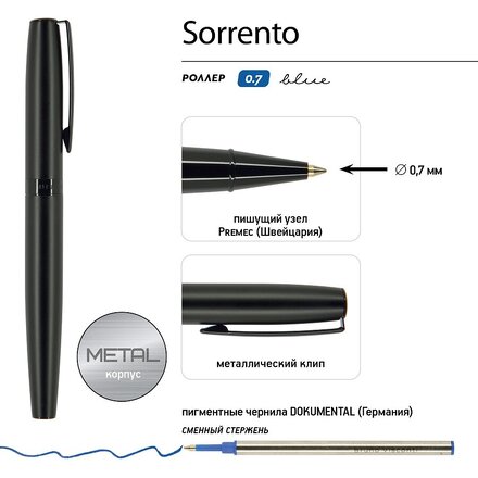 Ручка роллер "Sorrento", черный