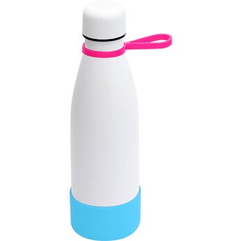 Термобутылка  "Olivia To Go" с манжетой, белый/розовый/бирюзовый