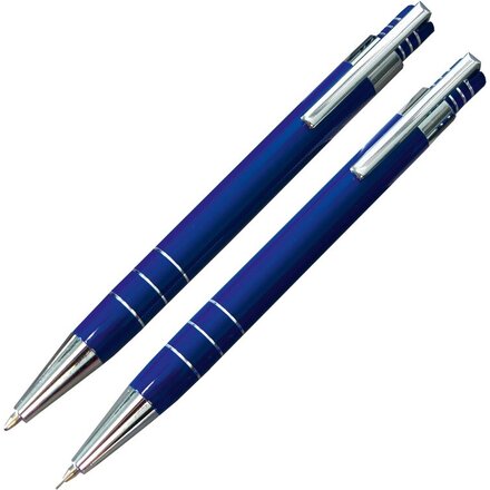 Набор "Эльба" синий/серебристый: ручка шариковая и карандаш механический