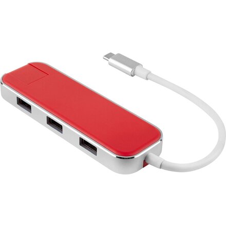 USB-хаб "Chronos" красный/серебристый