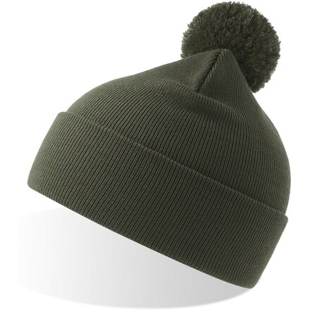 Шапка вязаная "Wind-S" с помпоном, оливковый