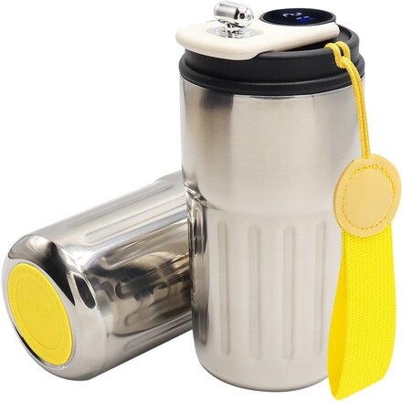 Кружка термическая "Ashly To Go" с дисплеем, серебристый/желтый