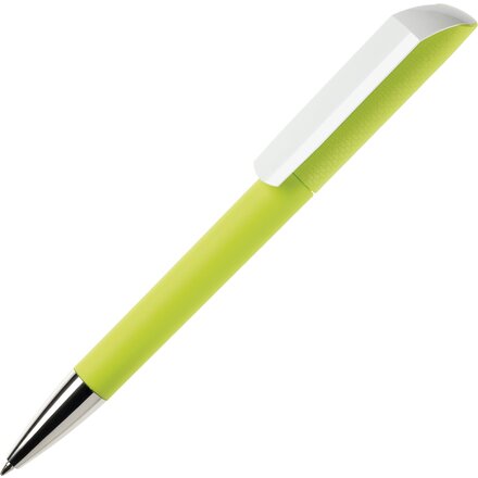 Ручка шариковая автоматическая "Flow T-GOM CB CR" софт-тач, лимонный/белый/серебристый