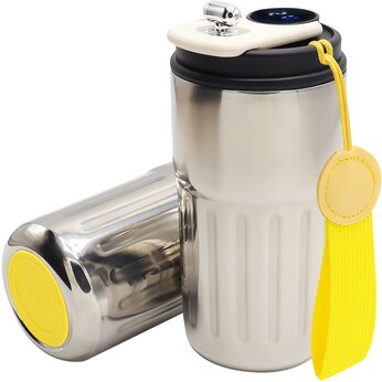 Кружка термическая "Ashly To Go" с дисплеем, серебристый/желтый