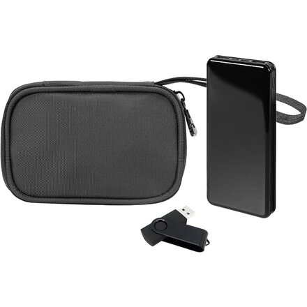 Набор подарочный: Зарядное устройство Power Bank "Sleek 10", карта памяти USB Flash 3.0 32 Gb, органайзер для проводов "Keep Organized S"  