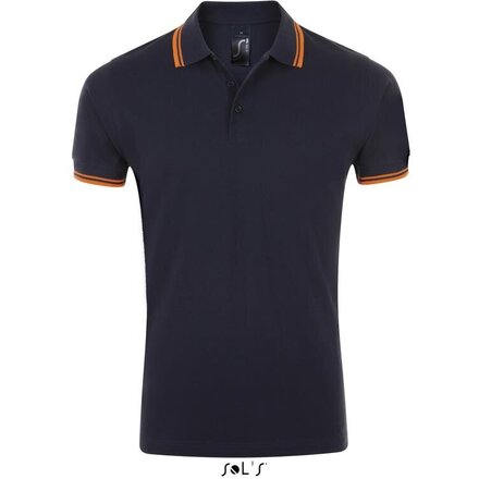 Рубашка-поло мужская "Pasadena Men" 200, 3XL, темно-синий/оранжевый