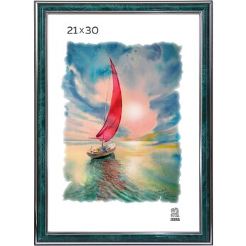 Фоторамка  "П3-312 Zebra", зеленый/серебристый