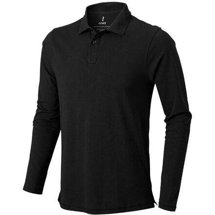 Рубашка-поло мужская "Oakville" 200, 2XL, с длин. рукавом, черный