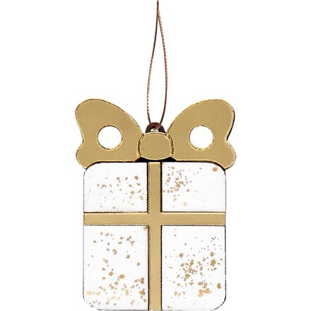 Игрушка елочная "Подарочек", белый/золотистый