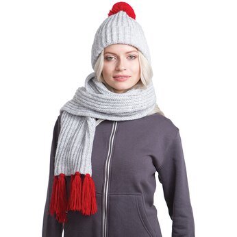 Набор "GoSnow" серый меланж/красный: шарф и шапка