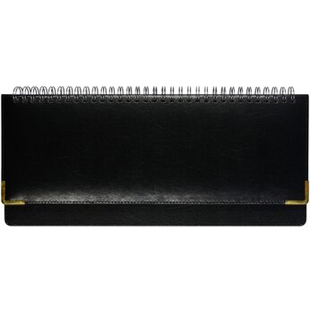 Еженедельник недатир., наст. 305*130 мм, 128 стр., тонир., лин. "Persona" тверд. обл. кож., на пружине, черный