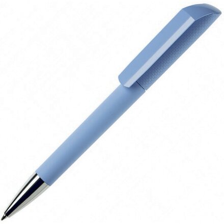 Ручка шариковая автоматическая "Flow T-GOM C CR" софт-тач, светло-голубой/серебристый