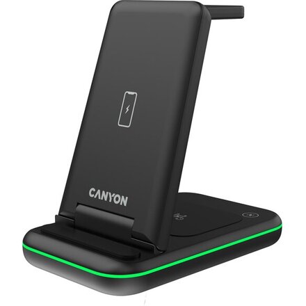 Беспроводное зарядное устройство 3-в-1 CANYON WS-304 (CNS-WCS304B), 15W, черный
