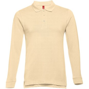 Рубашка-поло мужская "Bern" 210, XXL, с длинным рукавом, песочный