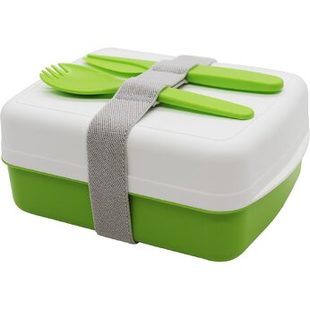 Контейнер для еды "Lunch Green Line", белый/салатовый