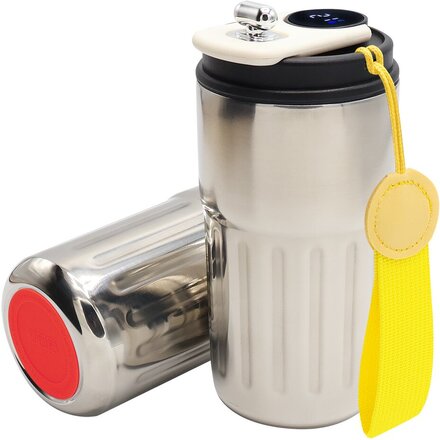 Кружка термическая "Ashly To Go" с дисплеем, серебристый/жёлтый/красный