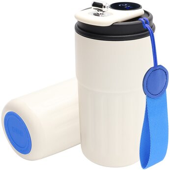 Кружка термическая "Ashly To Go" с дисплеем, белый/ синий