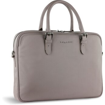 Портфель женский BUGATTI Bella, бежевый, воловья кожа/полиэстер, 38х6,5х27 см