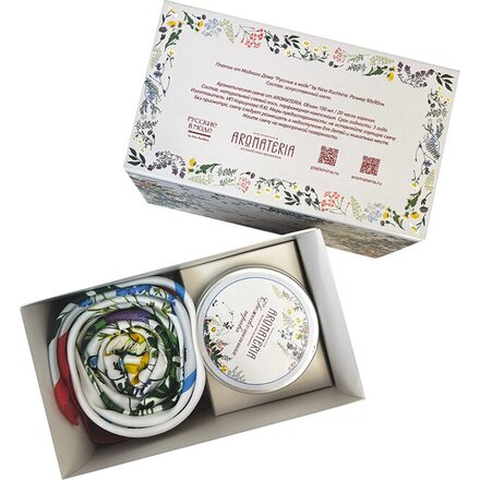 Набор: платок «Русский полевой букет» и свеча «Цветы и травы»