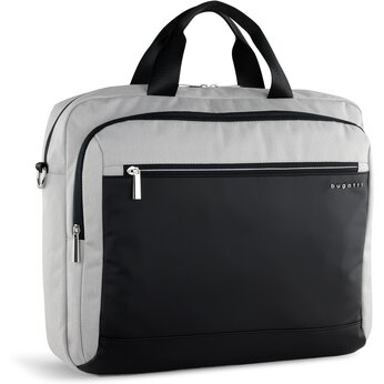 Портфель мужской BUGATTI Sera, светло-серый, полиэстер, 40х11х34 см, 15 л