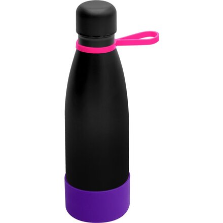 Термобутылка  "Olivia To Go" с манжетой, черный/розовый/фиолетовый