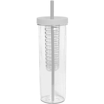 Бутылка для воды "Long Drink" с отделением для фруктов, прозрачный/белый