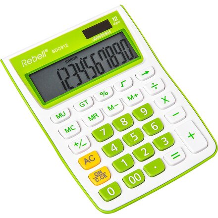 Калькулятор настольный "SDC-912GR" белый/зеленый