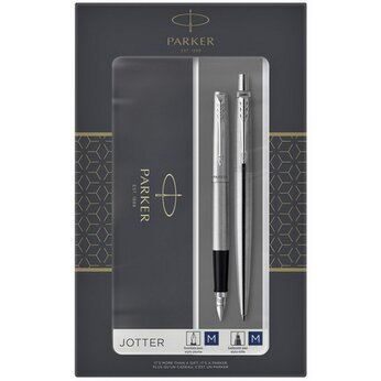 Набор "Jotter Stainless Steel СT" серебристый: ручка шариковая автоматическая и перьевая