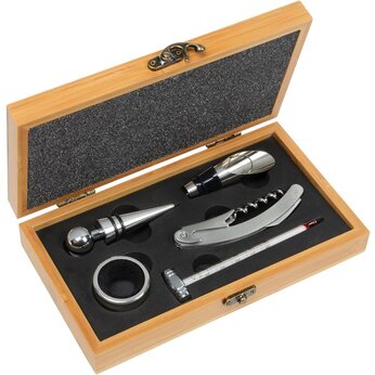 Набор для вина "Bamboo Pleasure" светло-коричневый/серебристый