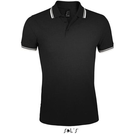 Рубашка-поло мужская "Pasadena Men" 200, 3XL, черный/белый