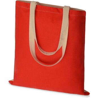 Сумка для шопинга Twin двухцветная из хлопка, 180 г/м2, красный/натуральный