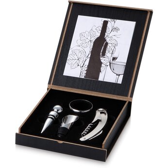 Набор для вина "Belgio" черный/серебристый