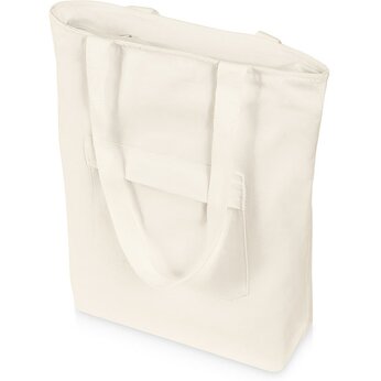 Сумка на молнии Zipper из хлопка 280 г c карманом на молнии спереди, натуральный