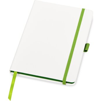 Блокнот "ColorNote White", твердая обложка A5, 80 листов, белый и зеленое яблоко
