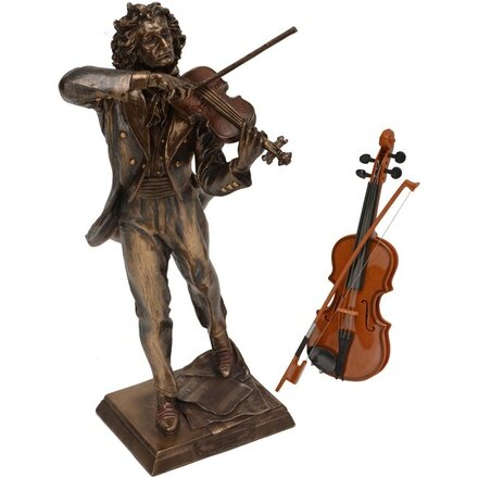 Набор подарочный "Великий Паганини": статуэтка и скрипка электронная, коричневый
