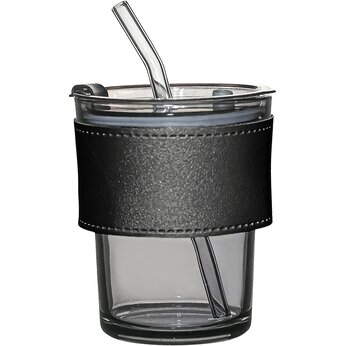 Стакан "Karamel" с крышкой и трубочкой, черный