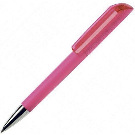 Ручка шариковая автоматическая "Flow T-GOM 30 CR" софт-тач, розовый/серебристый