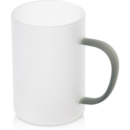 Стеклянная матовая кружка "Акцент" с цветной ручкой для сублимации, черный