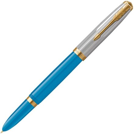 Перьевая ручка Parker 51 Premium Turquoise GT перо; M/F, чернила: Black,Blue, в подарочной упаковке.
