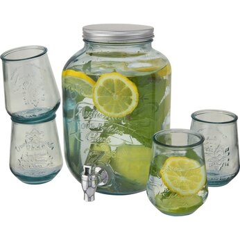 Набор посуды "Jardim" прозрачный: 4 стакана и дозатор