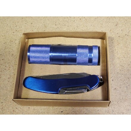 Набор "Dover" синий: фонарик и нож карманный