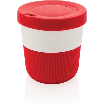 Стакан "P432.894" с крышкой и оплеткой, белый/красный