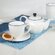 Набор посуды "Seawave" белый/синий: чайник и чашка с блюдцем