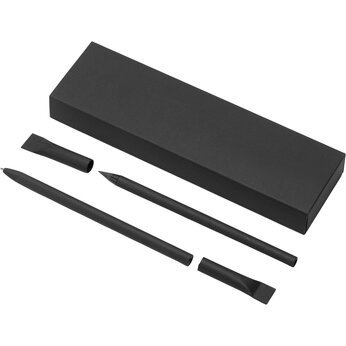 Набор из ручки и вечного карандаша из переработанной бумаги "Recycled Duo", черный