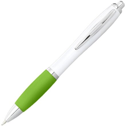 Ручка шариковая автоматическая "Nash" белый/лайм/серебристый
