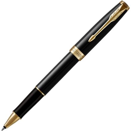 Ручка-роллер Parker Sonnet Black Lacquer GT, стержень: F, цвет чернил: black, в подарочной упаковке
